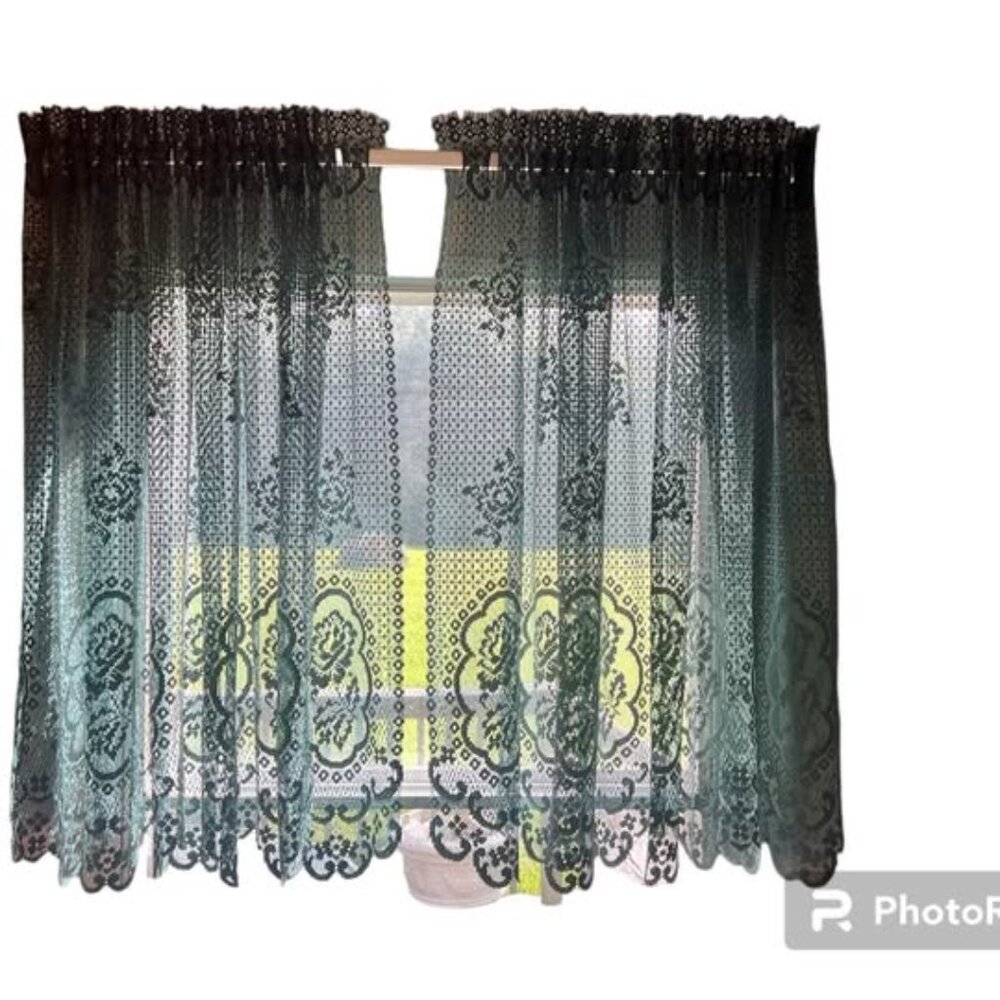 1 Set of Lacey Green Curtains